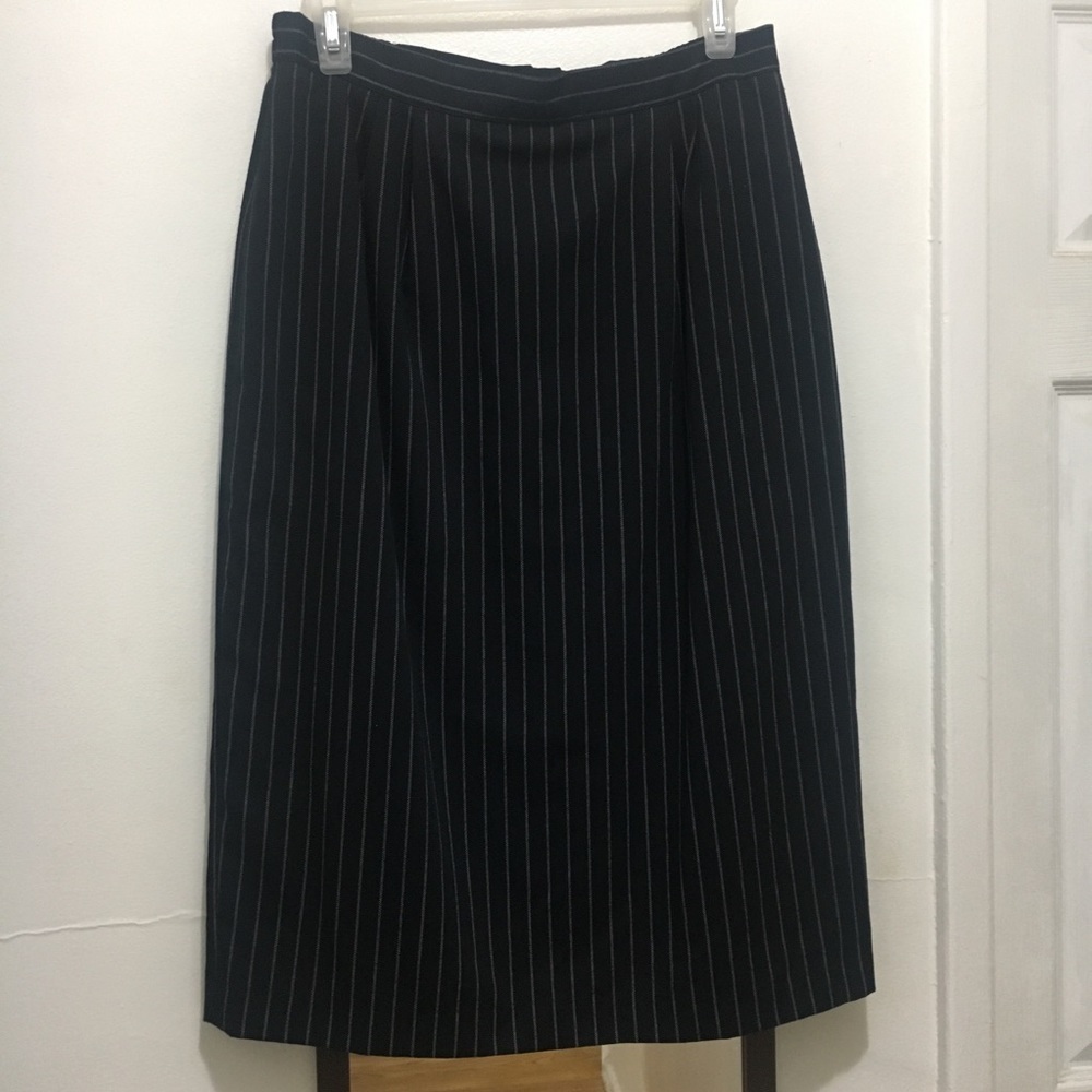 Vintage Black Pinstripe Pencil Skirt